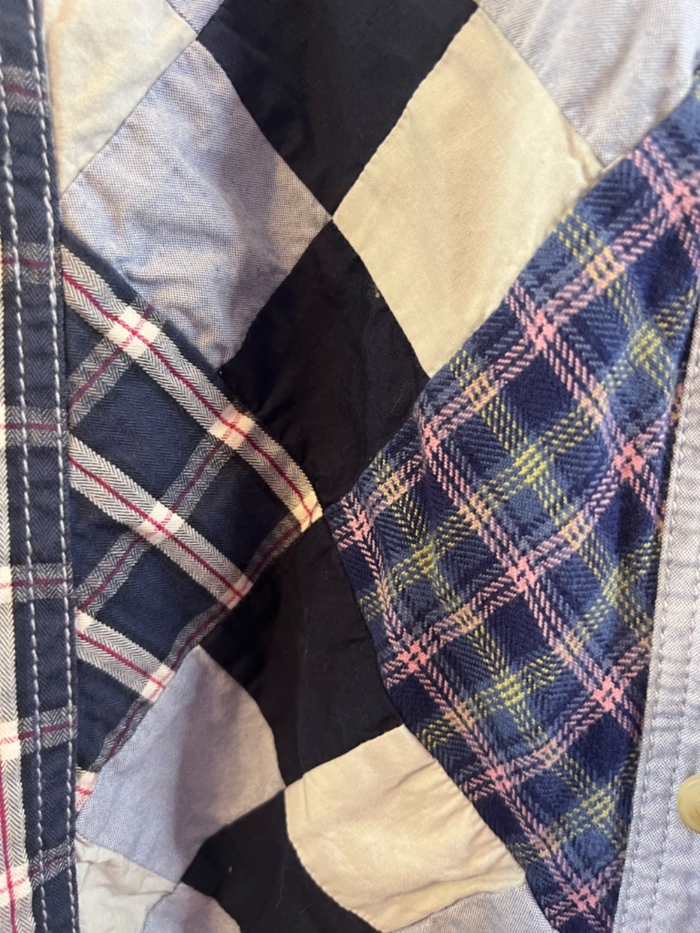 Free People We The Free Argyle Plaid Patchwork Button-Down Shirt - Picture 9 of 14